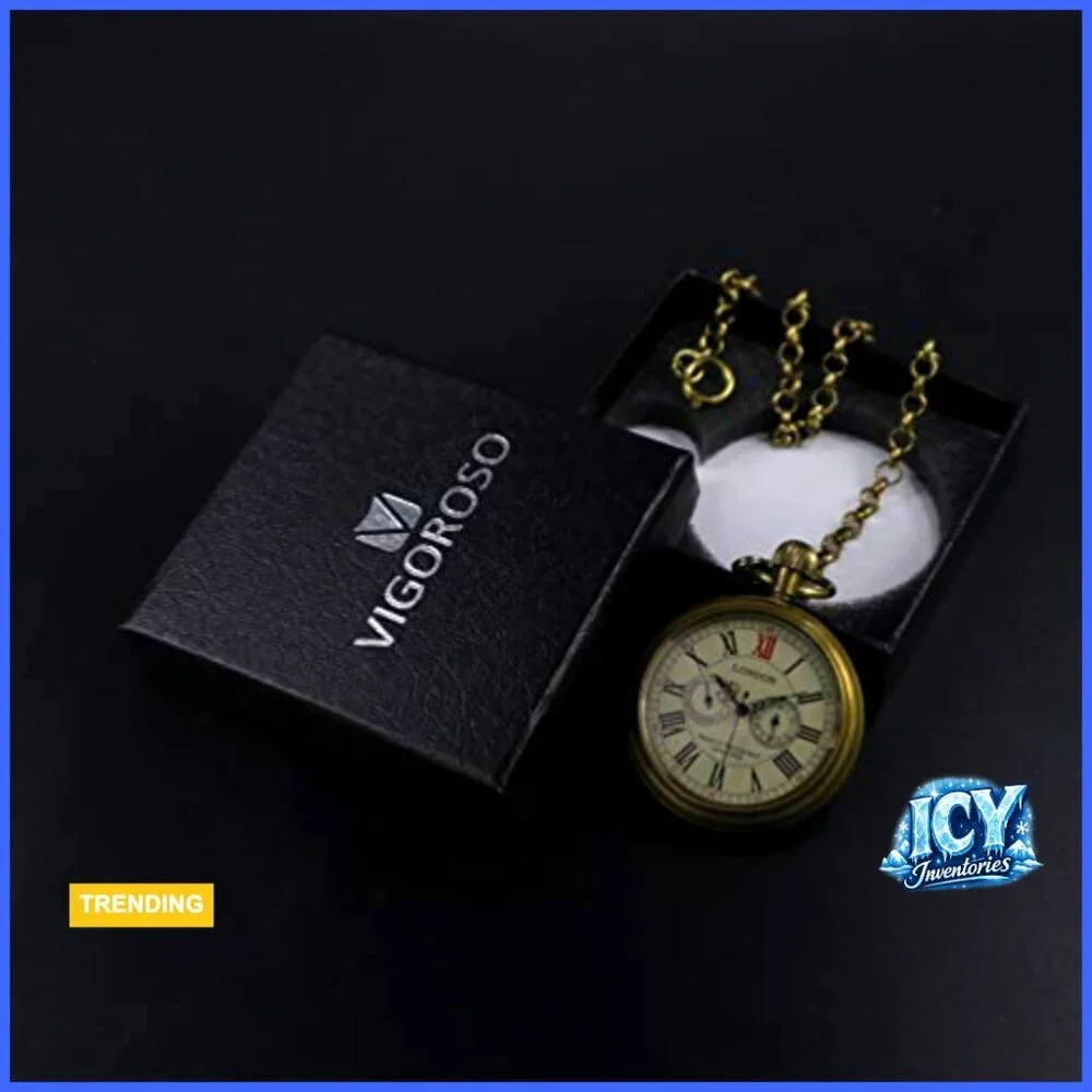 Vintage Hand-Wind Mechanical Pocket Watch with Copper Chain